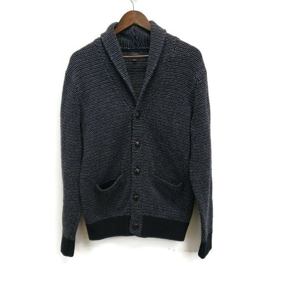 J. Crew Other - J Crew Mens Navy Blue Button Front Cardigan Sweater Size M Birdseye Lambswool